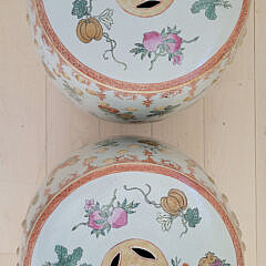 Pair of Porcelain Pomegranate Decorated Garden Stools