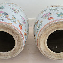 Pair of Porcelain Pomegranate Decorated Garden Stools