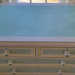 Baby Blue and White Paint Decorated Five-Drawer Tall Dresser