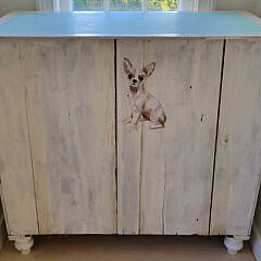 Baby Blue and White Paint Decorated Five-Drawer Tall Dresser