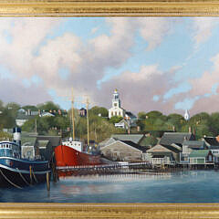 Paul Longnecker Oil on Canvas "Nantucket Harbor View"
