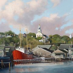 Paul Longnecker Oil on Canvas “Nantucket Harbor View”