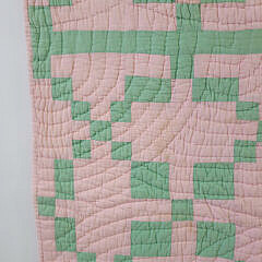 Vintage Pink and Green Patchwork Quilt