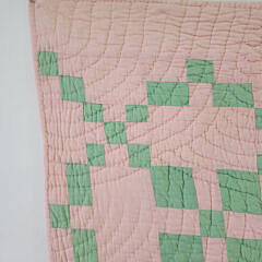 Vintage Pink and Green Patchwork Quilt