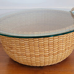Susan Akers Crafted Nantucket Basket Coffee Table with Interior Scrimshawed Disc by Lee Ann Papale