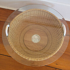 Susan Akers Crafted Nantucket Basket Coffee Table with Interior Scrimshawed Disc by Lee Ann Papale