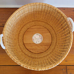 Susan Akers Crafted Nantucket Basket Coffee Table with Interior Scrimshawed Disc by Lee Ann Papale