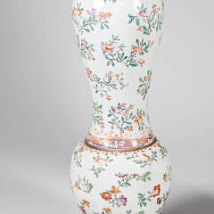 Pair of Chinese Export Famille Rose Porcelain Lamps, 19th Century