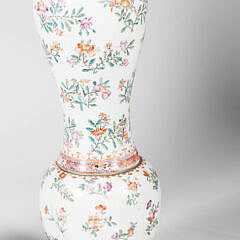 Pair of Chinese Export Famille Rose Porcelain Lamps, 19th Century