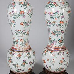Pair of Chinese Export Porcelain Lamps, 19th Century