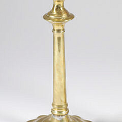 Pair of Queen Anne Brass Pushup Candlesticks, 18th Century