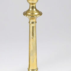 Pair of Queen Anne Brass Pushup Candlesticks, 18th Century