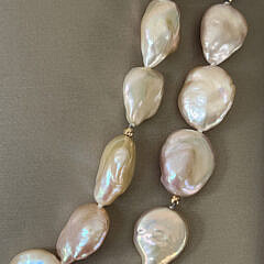 15mm – 19mm Peach Fresh Water Baroque Pearl Necklace