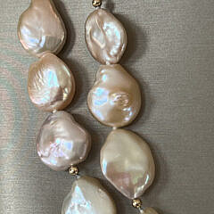 15mm – 19mm Peach Fresh Water Baroque Pearl Necklace