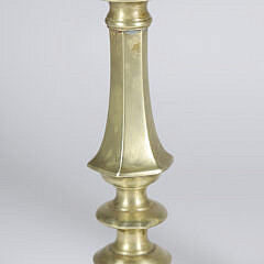 Pair of Antique Russian Multi-turned Brass Candlesticks, 19th Century