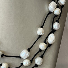 Hand Knotted Triple Strand White Fresh Water Pearl Necklace