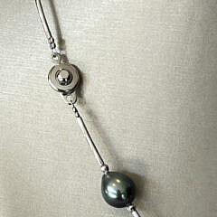 8mm – 11mm Tahitian South Sea Grey Baroque Pearl Tin Cup Necklace with Sterling Silver Spacers