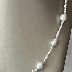 9mm White South Sea and Keshi Pearl Necklace