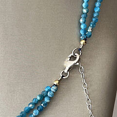 Double Strand Apatite Bead and Baroque Fresh Water Pearl Necklace