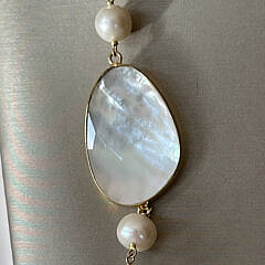 Mother of Pearl and 8.5mm White Fresh Water Pearl Necklace