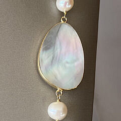 Mother of Pearl and 8.5mm White Fresh Water Pearl Necklace