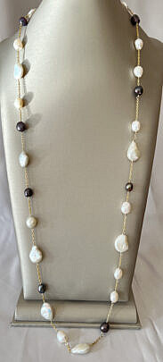 42101 White + Grey Fresh Water Pearl Necklace A_IMG_7750