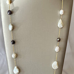 42101 White + Grey Fresh Water Pearl Necklace A_IMG_7750