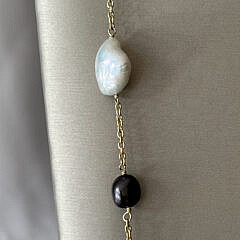 9mm – 15mm White and Grey Fresh Water Pearl Necklace