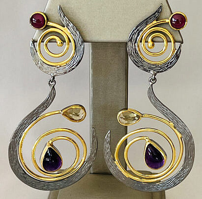 42126 Garnet Citrine Amethyst Earrings B_IMG_7801