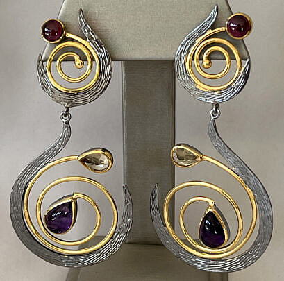 42127 Garnet Citrine Amethyst Earrings A_IMG_7793