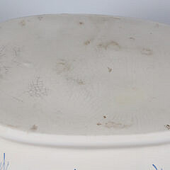 Antique Blue Rose Transferware Foot Basin with Applied Handles