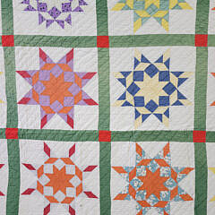 Vintage Multi-Color Star Patchwork Quilt, circa 1930s
