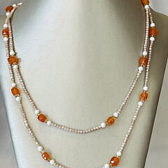 42489 Carnelian Moonstone Pearl Necklace A_IMG_7815