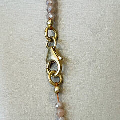 Faceted Carnelian, Smokey Moonstone and Seed Pearl Necklace