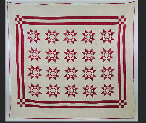 42655 Red and White Banded Star Quilt A 20250101_152721