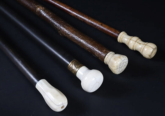 Group of Four Walking Sticks 19th Century