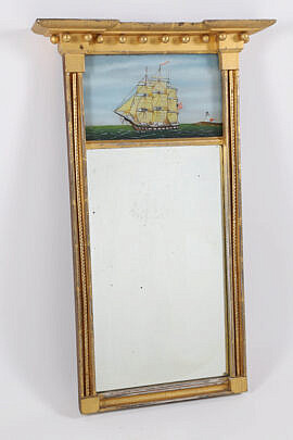 American Gilt Eglomise Constitution Mirror, Early 19th Century