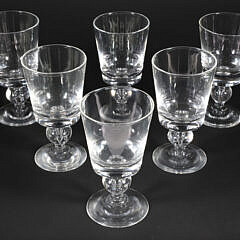 Set of Six Signed Steuben Glass Goblets