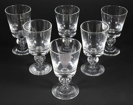 Set of Six Signed Steuben Glass Goblets
