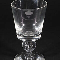 Set of Six Signed Steuben Glass Goblets with Blown Bubble in the Stem