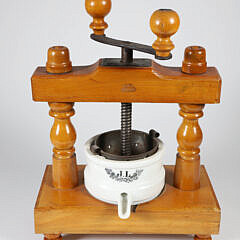J & L Depose Wood and Ceramic Citrus Press, 19th Century