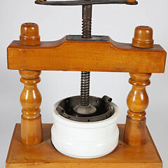 J & L Depose Wood and Ceramic Citrus Press, 19th Century