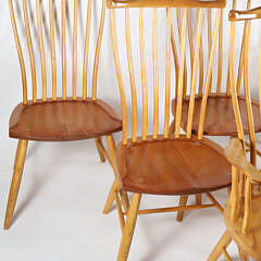 Set of Six Stephen Swift Signed Cherrywood and Ash Pomfret Windsor Dining Chairs