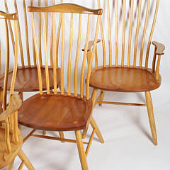 Set of Six Stephen Swift Signed Cherrywood and Ash Pomfret Windsor Dining Chairs