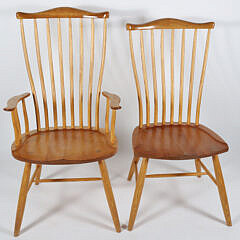Set of Six Stephen Swift Signed Cherrywood and Ash Pomfret Windsor Dining Chairs