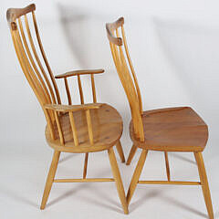 Set of Six Stephen Swift Signed Cherrywood and Ash Pomfret Windsor Dining Chairs