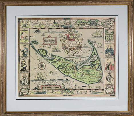 Tony Sarg Limited Edition Folk Art Map of Nantucket #620/1000