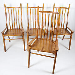 Set of Four Stephen Swift Oak High Back, Low Arm Chairs