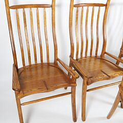 Scarce Set of Four Stephen Swift Oak High Back, Low Armchairs