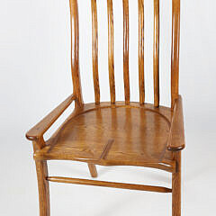 Scarce Set of Four Stephen Swift Oak High Back, Low Armchairs